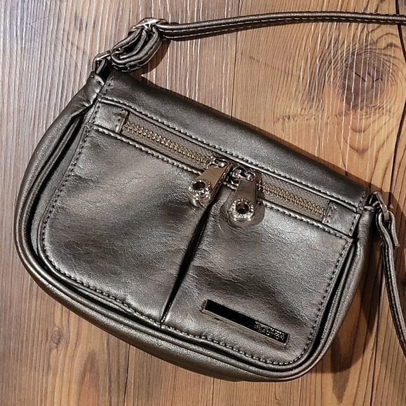 KENNETH COLE REACTION Small Crossbody Bag, Vegan, Metallic Pewter - Picture 2 of 11